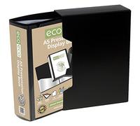 eco-eco A5 Size 50% Recycled 100 Pocket Black Presentation Display Book, Storage Case Portfolio Art Folder with Plastic Sleeves with Black Display Box