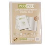 eco-eco A5 Size 50% Recycled 80 Pocket Clear Presentation Display Book, Storage Case Portfolio Art Folder with Plastic Sleeves, eco149