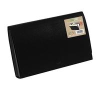 eco-eco A6 50% Recycled 6 Clear Pocket Black Cover Expanding File Receipt, Bills, Cards Organiser - Document Folder - Colour Index Tabs