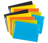 eco-eco A6 50% Recycled Assorted Colours Press Stud Popper Wallet, Plastic Folders (Pack of 10), Green, Black, Blue, Yellow, Orange, eco078x2