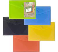 eco-eco A6 50% Recycled Assorted Colours Press Stud Popper Wallet, Plastic Folders (Pack of 25), eco078x25