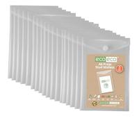 eco-eco A6 50% Recycled Clear Transparent Portrait Press Stud Popper Wallet, Plastic Folders 180x120mm (Pack of 20), 200mic, eco159x4