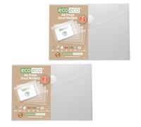 eco-eco A6 95% Recycled Clear Press Stud Popper Wallet, Plastic Folders (Pack of 10), eco155x2