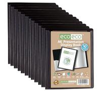 eco-eco A6 Size 50 Percent Recycled 40 Pocket Black Presentation Display Book, Storage Case Portfolio Art Folder with Plastic Sleeves, Pack of 12 Folders, eco200x12