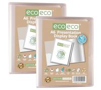 eco-eco A6 Size 50 Percent Recycled 40 Pocket Clear Presentation Display Book, Storage Case Portfolio Art Folder with Plastic Sleeves, Pack of 2 Folders, eco201x2