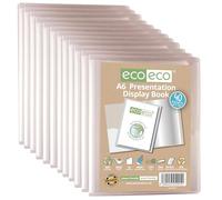 eco-eco A6 Size 50 Percent Recycled 40 Pocket Clear Presentation Display Book, Storage Case Portfolio Art Folder with Plastic Sleeves, Pack of 12 Folders, eco201x12
