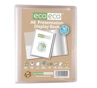 eco-eco A6 Size 50 Percent Recycled 40 Pocket Clear Presentation Display Book, Storage Case Portfolio Art Folder with Plastic Sleeves, eco201