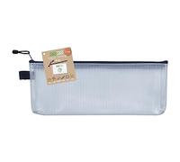 eco-eco Long 95% Recycled Super Strong Bag, Waterproof Mesh Tuff Bag, Reinforced Black Zip Closure Pencil Case 33x12.7cm, 13x8 inch eco123
