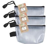 eco-eco Micro 95% Recycled Super Strong Bag, Waterproof Mesh Tuff Bag, Reinforced Black Zip Closure, 13x8cm, Pack of 3, eco122x3