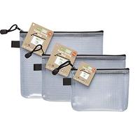 eco-eco Mini, A5 and Dl 95% Recycled Super Strong Bags Triple Pack, Waterproof Mesh Tuff Bag, Reinforced, Black Zip Closure ecoBundle36_37_38,230mm x 125mm