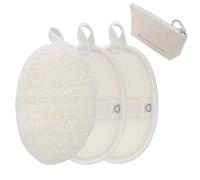 ECO ECO Plant Collection Oval Natural Loofah Bath-Sponge-3 Count, Exfoliating Body Scrubber for Women and Men,Exfoliate & Soothe Face & Body, Biodegradable Fashion Storage Bag