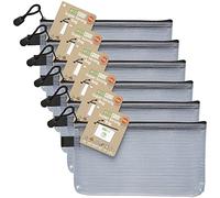 eco-eco Small DL 95% Recycled Super Strong Bag, Waterproof Mesh Tuff Bag, Reinforced Black Zip Closure (Pack of 6), eco037x6,230mm x 125mm
