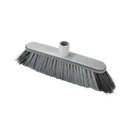 Eco Ego U-Collect Sweeping Broom with Long Handle Broom with Combination of Hard and Soft Bristles Household Broom Hygienic Ergonomic with Rubber Edge Grey