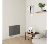 Eco Eleganza Anthracite Horizontal Flat Aluminium Middle Connection Radiator 600x750mm Single Panel 2302 BTU