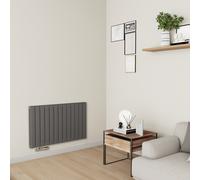 Eco Eleganza Anthracite Horizontal Flat Aluminium Middle Connection Radiator 600x975mm Double Panel 3973 BTU