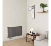 Eco Eleganza Anthracite Horizontal Flat Aluminium Middle Connection Radiator 600x975mm Single Panel 2992 BTU