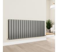 Eco Eleganza Anthracite Horizontal Flat Designer Aluminium Radiator 600x1425mm Double Panel 5807 BTU