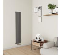 Eco Eleganza Anthracite Vertical Flat Aluminium Middle Connection Radiator 1600x300mm Single Panel 2036 BTU