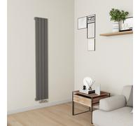 Eco Eleganza Anthracite Vertical Flat Aluminium Middle Connection Radiator 1800x300mm Single Panel 2258 BTU