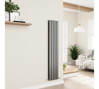 Eco Eleganza Anthracite Vertical Flat Designer Aluminium Radiator 1600x300mm Double Panel 2699 BTU