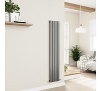 Eco Eleganza Anthracite Vertical Flat Designer Aluminium Radiator 1600x300mm Single Panel 2036 BTU
