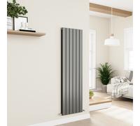 Eco Eleganza Anthracite Vertical Flat Designer Aluminium Radiator 1600x450mm Double Panel 4049 BTU