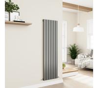 Eco Eleganza Anthracite Vertical Flat Designer Aluminium Radiator 1600x450mm Single Panel 3055 BTU