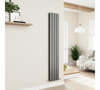Eco Eleganza Anthracite Vertical Flat Designer Aluminium Radiator 1800x300mm Double Panel 2928 BTU