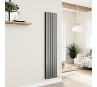 Eco Eleganza Anthracite Vertical Flat Designer Aluminium Radiator 1800x375mm Double Panel 3660 BTU