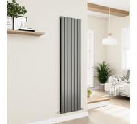 Eco Eleganza Anthracite Vertical Flat Designer Aluminium Radiator 1800x450mm Double Panel 4392 BTU