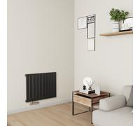 Eco Eleganza Midnight Black Horizontal Flat Aluminium Middle Connection Radiator 600x750mm Single Panel 2302 BTU