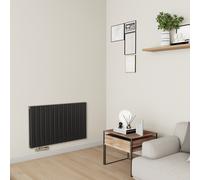 Eco Eleganza Midnight Black Horizontal Flat Aluminium Middle Connection Radiator 600x975mm Double Panel 3973 BTU