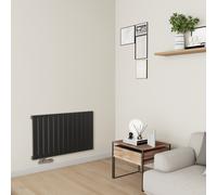 Eco Eleganza Midnight Black Horizontal Flat Aluminium Middle Connection Radiator 600x975mm Single Panel 2992 BTU