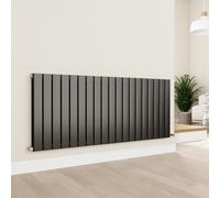 Eco Eleganza Midnight Black Horizontal Flat Designer Aluminium Radiator 600x1425mm Double Panel 5807 BTU