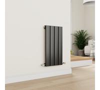 Eco Eleganza Midnight Black Horizontal Flat Designer Aluminium Radiator 600x300mm Single Panel 921 BTU