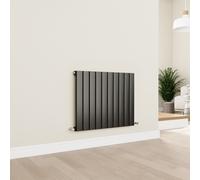 Eco Eleganza Midnight Black Horizontal Flat Designer Aluminium Radiator 600x750mm Single Panel 2302 BTU