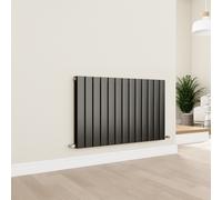 Eco Eleganza Midnight Black Horizontal Flat Designer Aluminium Radiator 600x975mm Double Panel 3973 BTU
