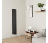 Eco Eleganza Midnight Black Vertical Flat Aluminium Middle Connection Radiator 1600x300mm Single Panel 2036 BTU