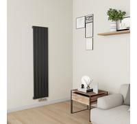 Eco Eleganza Midnight Black Vertical Flat Aluminium Middle Connection Radiator 1600x375mm Single Panel 2546 BTU