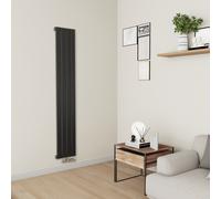 Eco Eleganza Midnight Black Vertical Flat Aluminium Middle Connection Radiator 1800x300mm Single Panel 2258 BTU