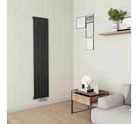 Eco Eleganza Midnight Black Vertical Flat Aluminium Middle Connection Radiator 1800x375mm Single Panel 2823 BTU