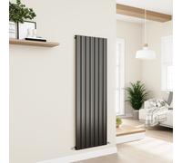 Eco Eleganza Midnight Black Vertical Flat Designer Aluminium Radiator 1600x525mm Single Panel 3564 BTU