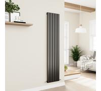 Eco Eleganza Midnight Black Vertical Flat Designer Aluminium Radiator 1800x375mm Single Panel 2823 BTU