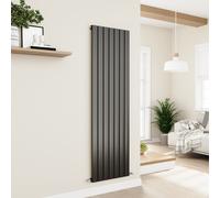 Eco Eleganza Midnight Black Vertical Flat Designer Aluminium Radiator 1800x525mm Single Panel 3952 BTU