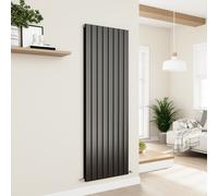 Eco Eleganza Midnight Black Vertical Flat Designer Aluminium Radiator 1800x600mm Double Panel 5856 BTU