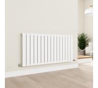 Eco Eleganza White Horizontal Flat Designer Aluminium Radiator 600x1200mm Double Panel 4890 BTU
