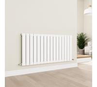 Eco Eleganza White Horizontal Flat Designer Aluminium Radiator 600x1200mm Single Panel 3683 BTU