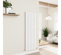 Eco Eleganza White Vertical Flat Designer Aluminium Radiator 1600x525mm Double Panel 4724 BTU