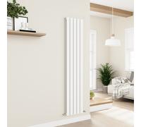Eco Eleganza White Vertical Flat Designer Aluminium Radiator 1800x375mm Double Panel 3660 BTU