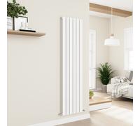 Eco Eleganza White Vertical Flat Designer Aluminium Radiator 1800x450mm Double Panel 4392 BTU